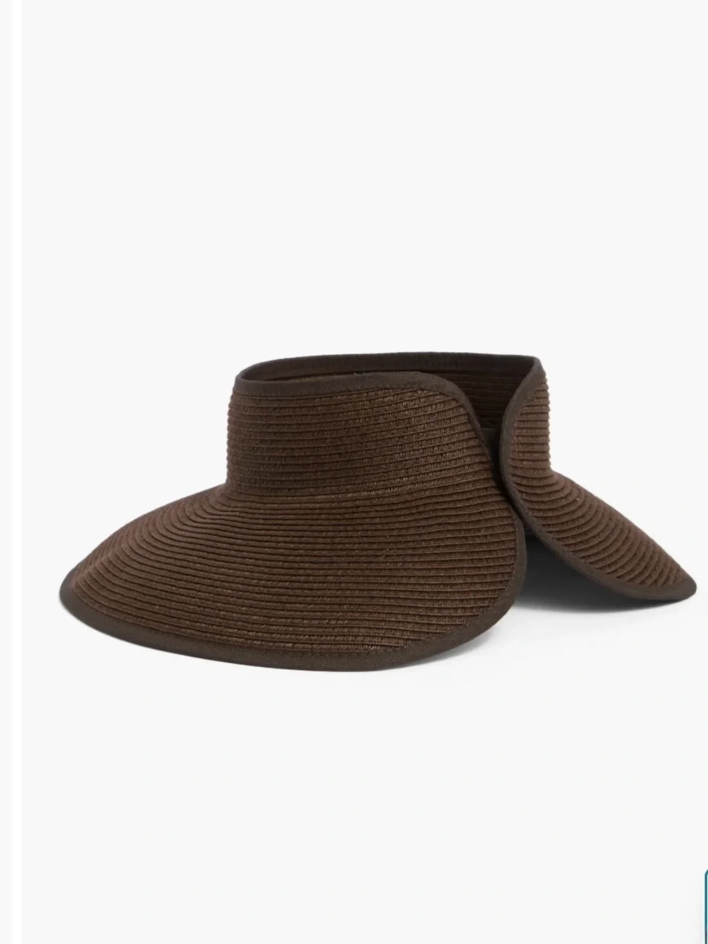 Vince Camuto Brown Straw Sun Visor Roll-Up Straw Visor NWOT Summer hat chocolate